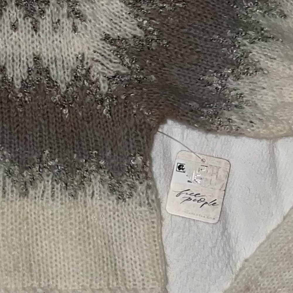 Free People Home for the Holidays Sweater Cream and Brown Wool Blend - Picture 9 of 9